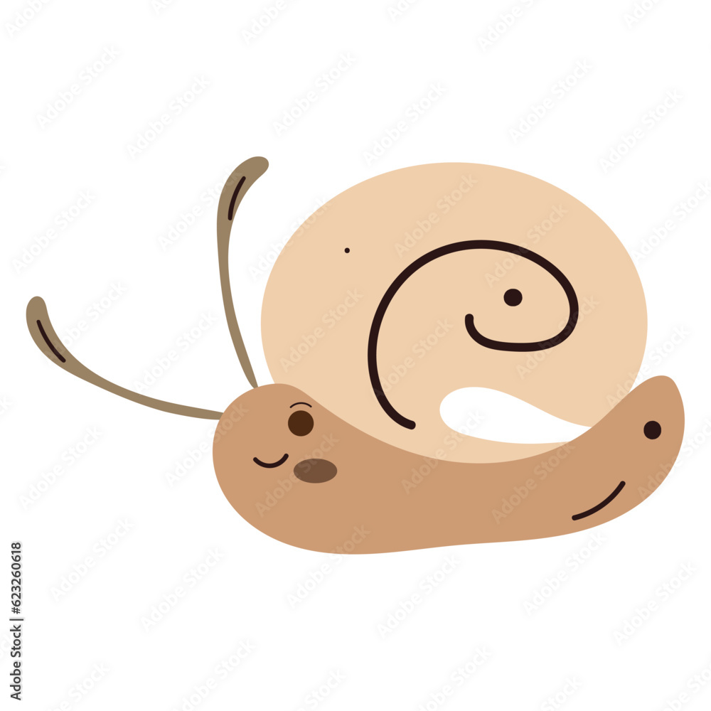 Obraz premium Isolated colored snail sketch character Vector