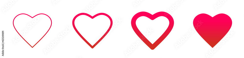 red heart icon set