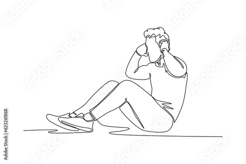 Fototapeta Naklejka Na Ścianę i Meble -  Continuous one line drawing  people performing outdoor activities. Sports concept. Single line draw design vector graphic illustration.