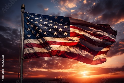 American flag. The concept of the celebration of Columbus Day and the discovery of America. Background