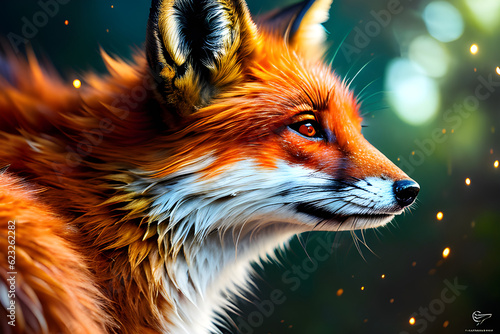 red fox in the forest  Generative AI 