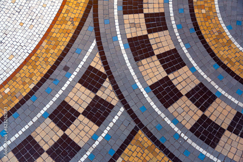 Fotografía Detail from a mosaic pavement with a circular design in Paris