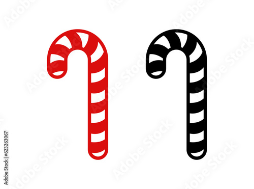 Candy cane icon, illustration. Christmas peppermint candy cane.