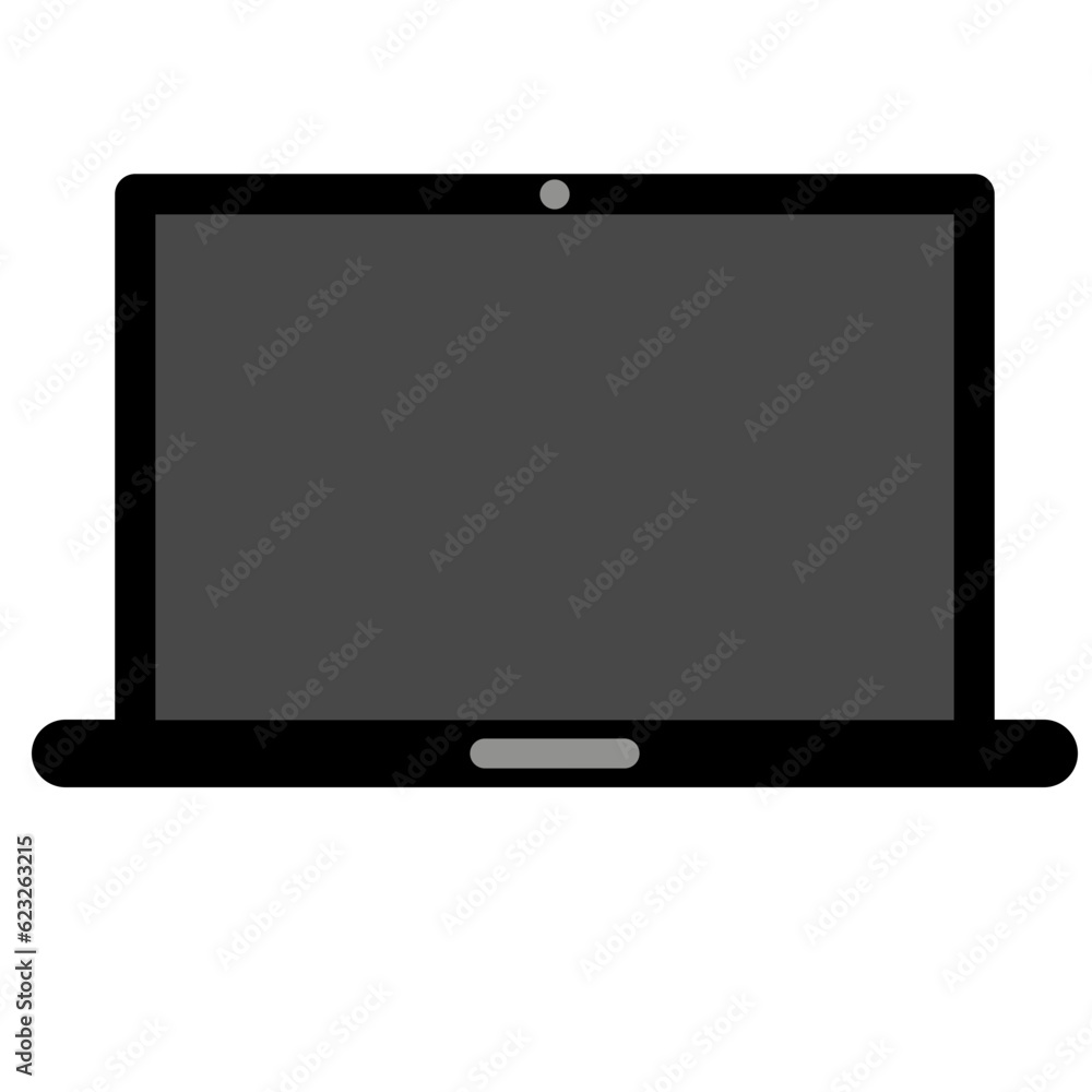 laptop icon, single icon of laptop with blank black screen laptop icon, single icon of laptop with blank black screen