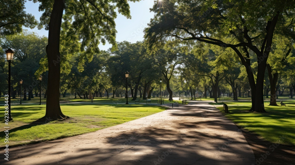 Panorama of a beautiful city park 