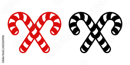 Candy cane icon, illustration. Christmas peppermint candy cane.