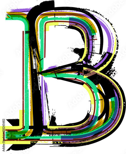 art sketched fonts, uppercase symbols, letter B