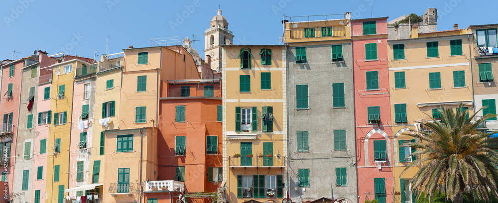 Colourful terrace style homes on Portovenere waterfront