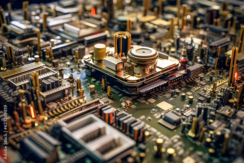 High-Tech Circuitry: Close-up of a Motherboard - generative ai High-Tech Circuitry: Close-up of a Motherboard - generative ai