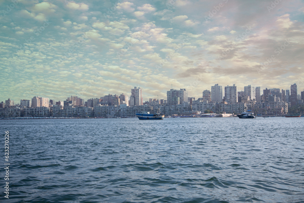 Obraz premium Panorama view of Alexandria, Egypt 2-Jul-2023
