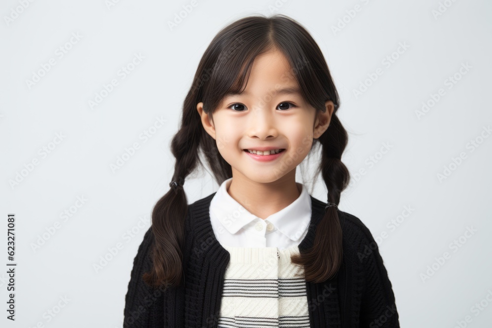 Portrait of a cute little asian girl smiling over white background Portrait of a cute little asian girl smiling over white background