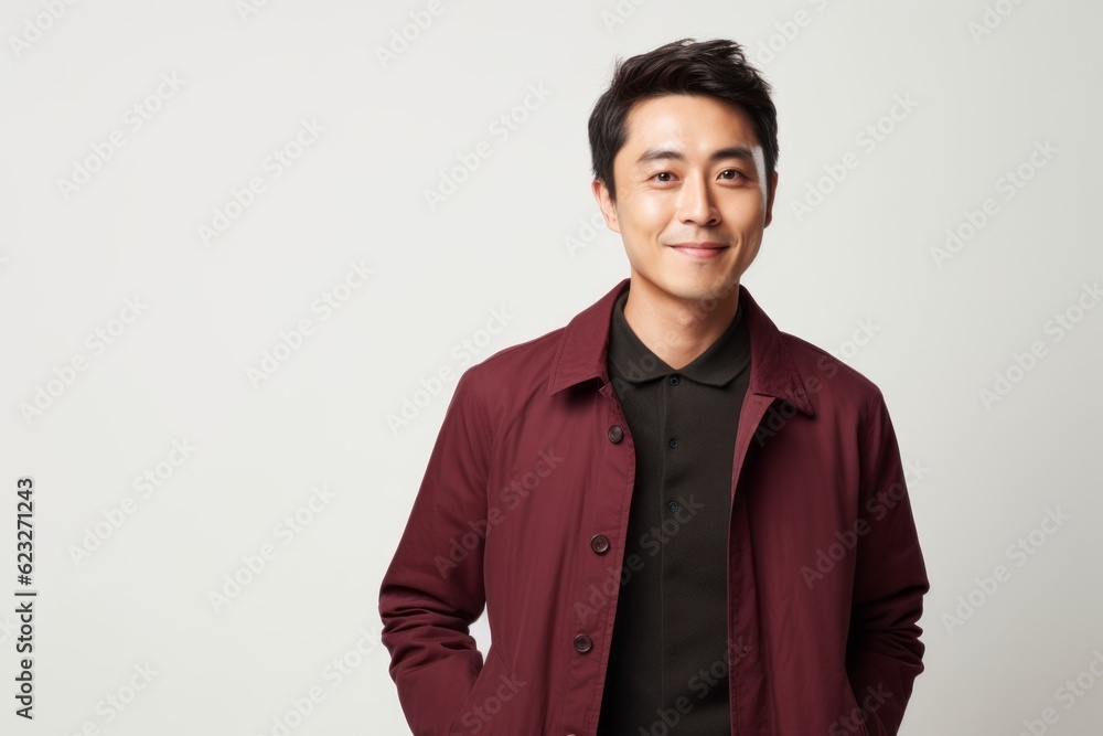 Portrait of a happy young Asian man standing over white background. Portrait of a happy young Asian man standing over white background.