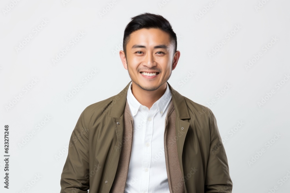 Portrait of a happy young asian man smiling on white background Portrait of a happy young asian man smiling on white background