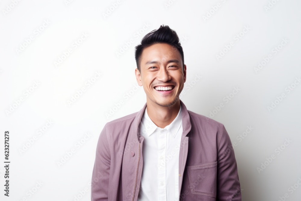 Portrait of a happy young asian man smiling on white background Portrait of a happy young asian man smiling on white background