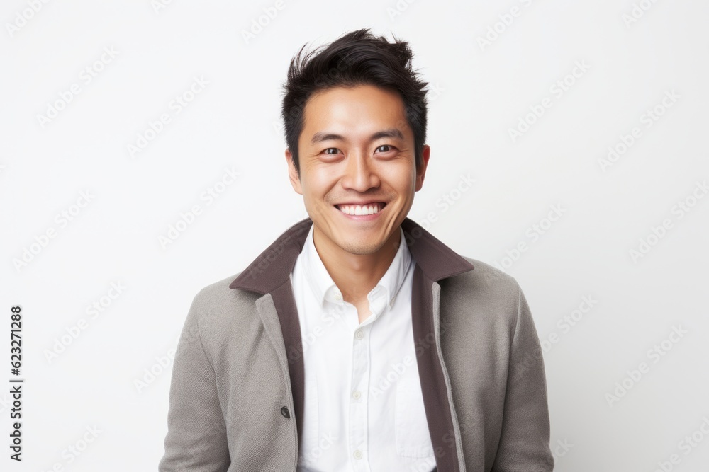 Portrait of a happy young asian man smiling on white background Portrait of a happy young asian man smiling on white background