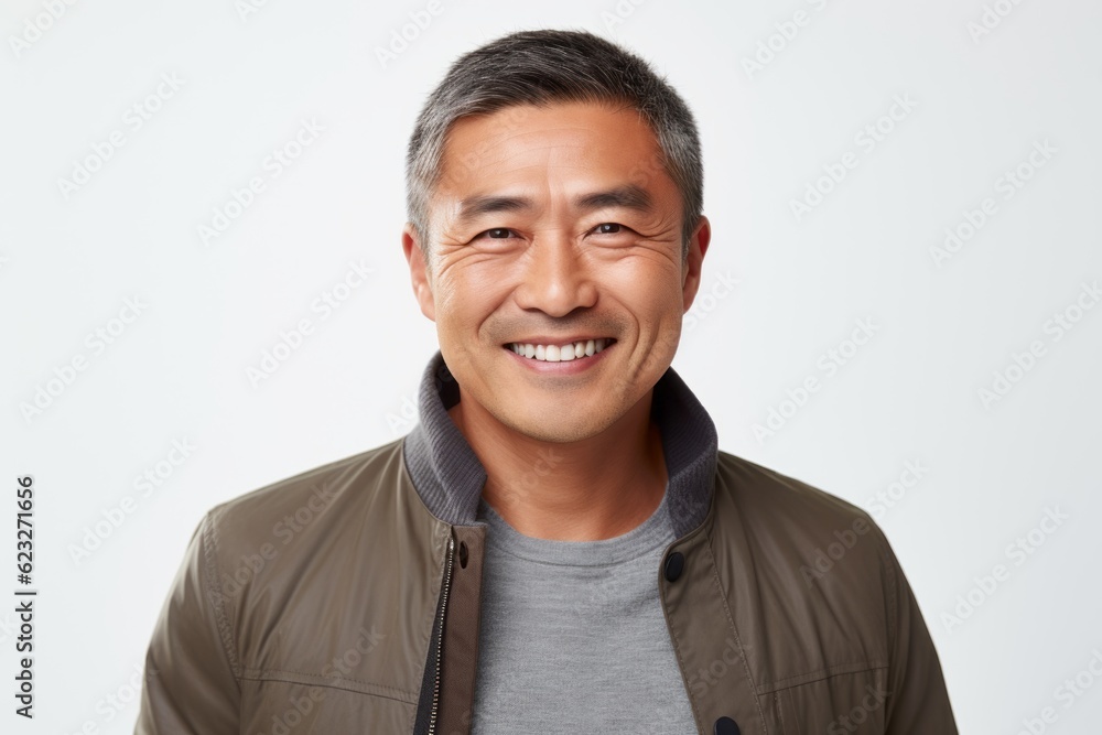 Portrait of happy asian man looking at camera over white background Portrait of happy asian man looking at camera over white background