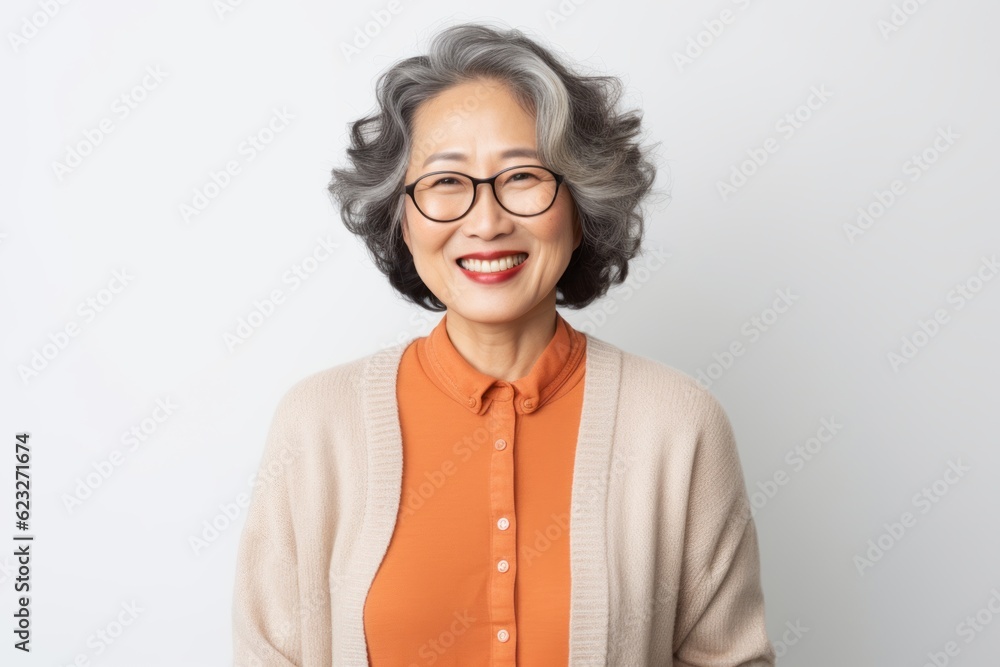 Portrait of a smiling senior asian woman in eyeglasses Portrait of a smiling senior asian woman in eyeglasses