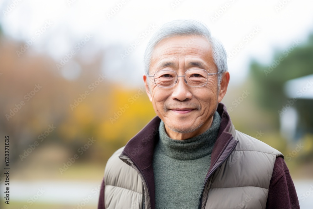 senior Japanese man wearing eyeglasses in the park (selective focus) senior Japanese man wearing eyeglasses in the park (selective focus)