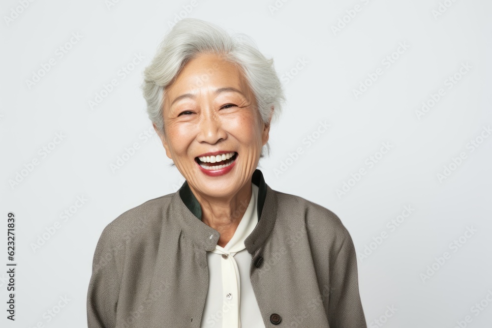 Portrait of a happy senior asian woman smiling isolated on white background Portrait of a happy senior asian woman smiling isolated on white background