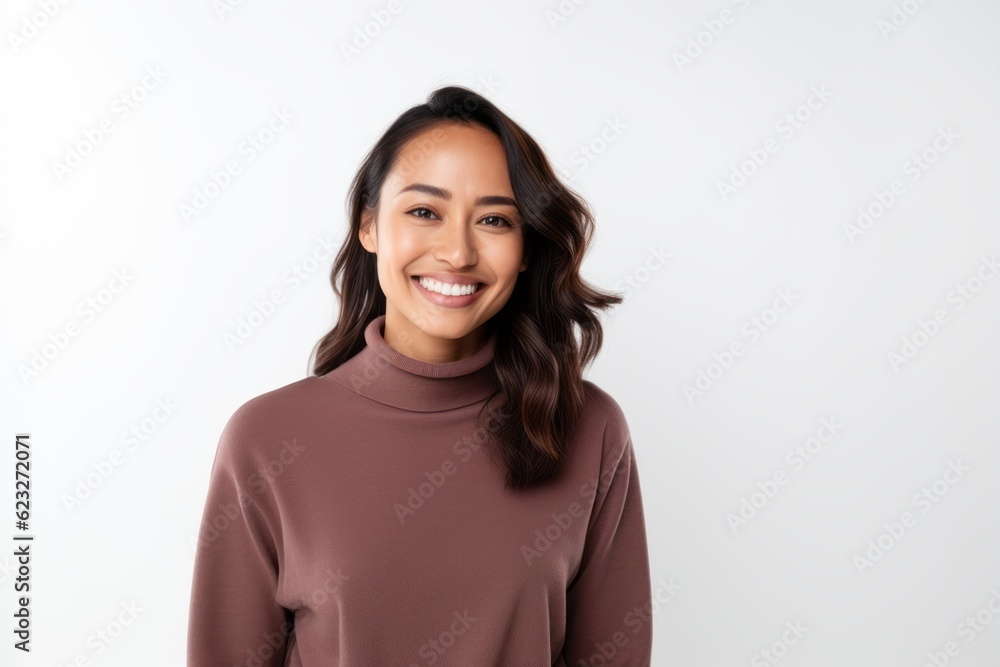 Portrait of a happy young woman smiling at camera over white background Portrait of a happy young woman smiling at camera over white background