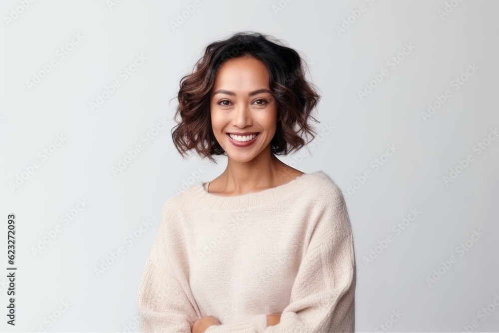 Portrait of a beautiful young asian woman smiling at camera isolated on a white background Portrait of a beautiful young asian woman smiling at camera isolated on a white background