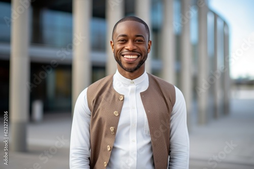 Portrait of a smiling young african american businessman standing outside © Eber Braun