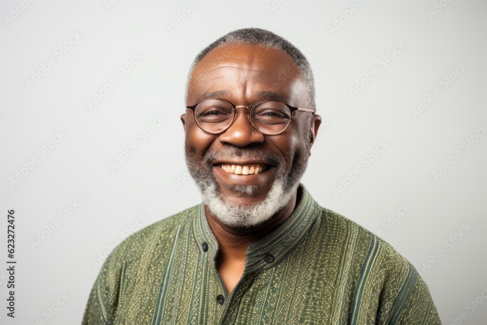 Portrait of a happy senior African American man in eyeglasses Portrait of a happy senior African American man in eyeglasses