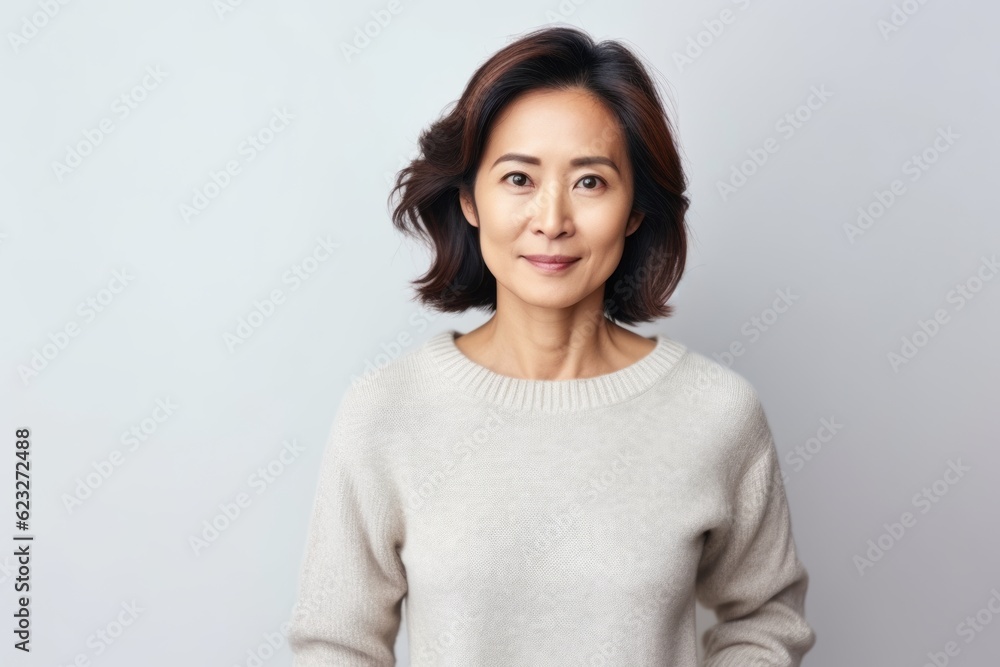 Portrait of a middle-aged asian woman on white background Portrait of a middle-aged asian woman on white background