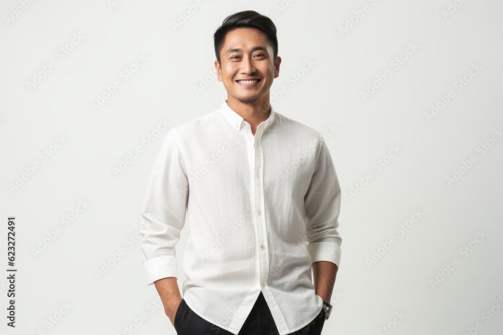 Portrait of a happy young asian man standing over white background Portrait of a happy young asian man standing over white background