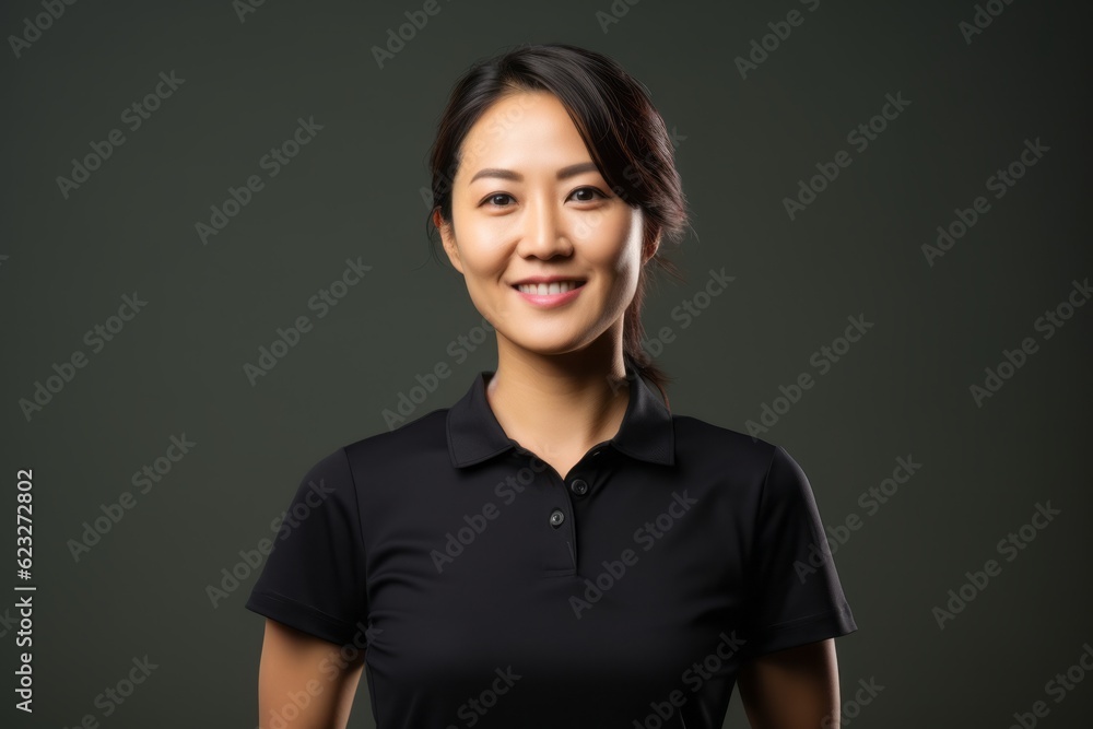 Portrait of a smiling young asian businesswoman on dark background Portrait of a smiling young asian businesswoman on dark background