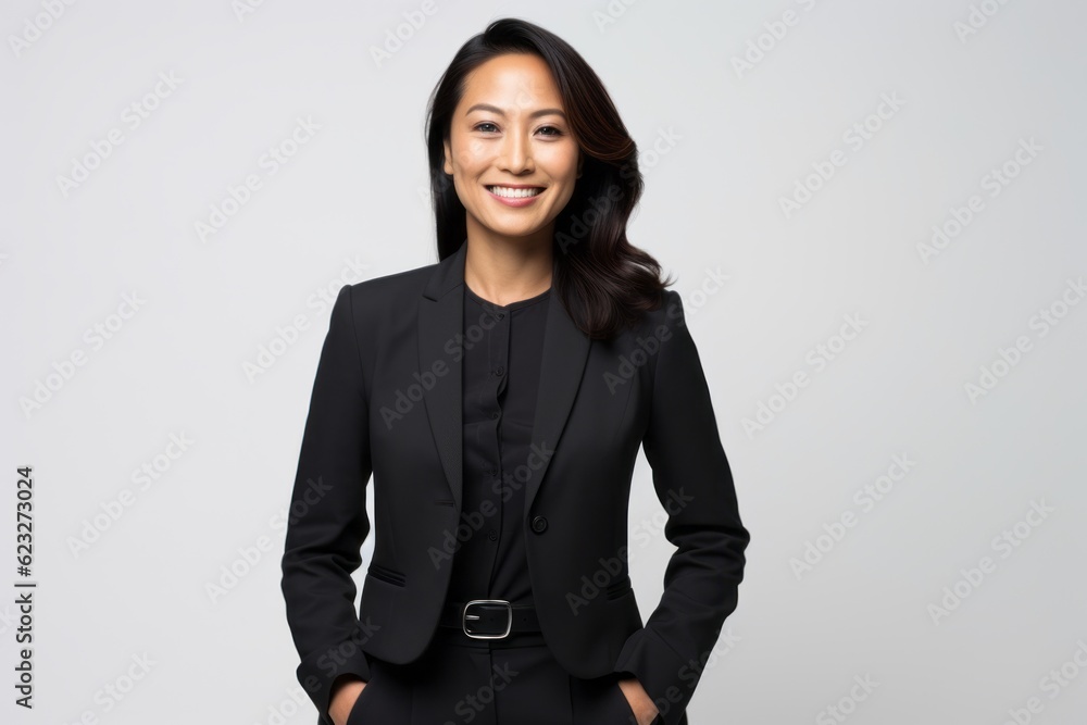 Portrait of a smiling asian businesswoman standing against white background Portrait of a smiling asian businesswoman standing against white background