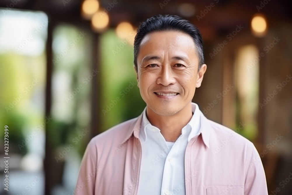 Portrait of happy asian senior man in casual clothes looking at camera Portrait of happy asian senior man in casual clothes looking at camera
