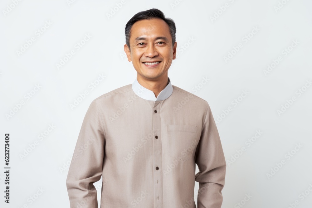 Portrait of a smiling asian man isolated on a white background