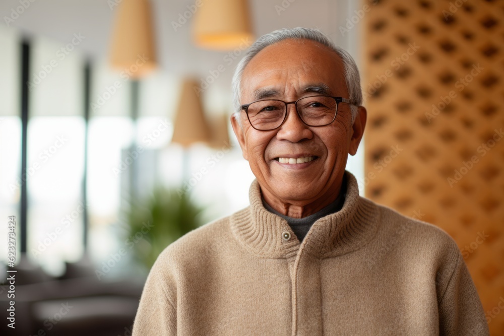Portrait of happy asian senior man with eyeglasses smiling at camera Portrait of happy asian senior man with eyeglasses smiling at camera