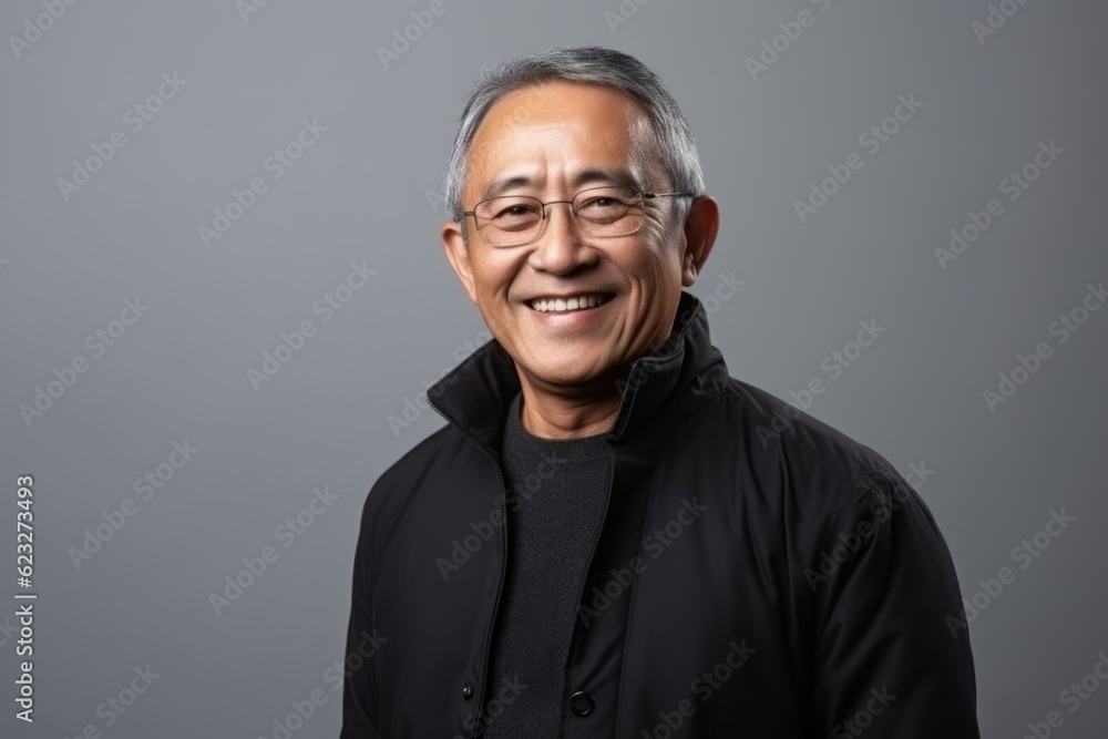 Portrait of a happy senior asian man smiling and looking at camera Portrait of a happy senior asian man smiling and looking at camera