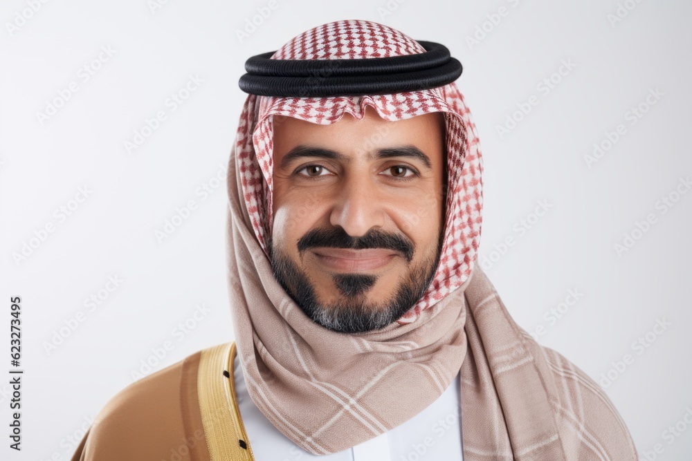 Portrait of arabic man smiling at camera over white background Portrait of arabic man smiling at camera over white background