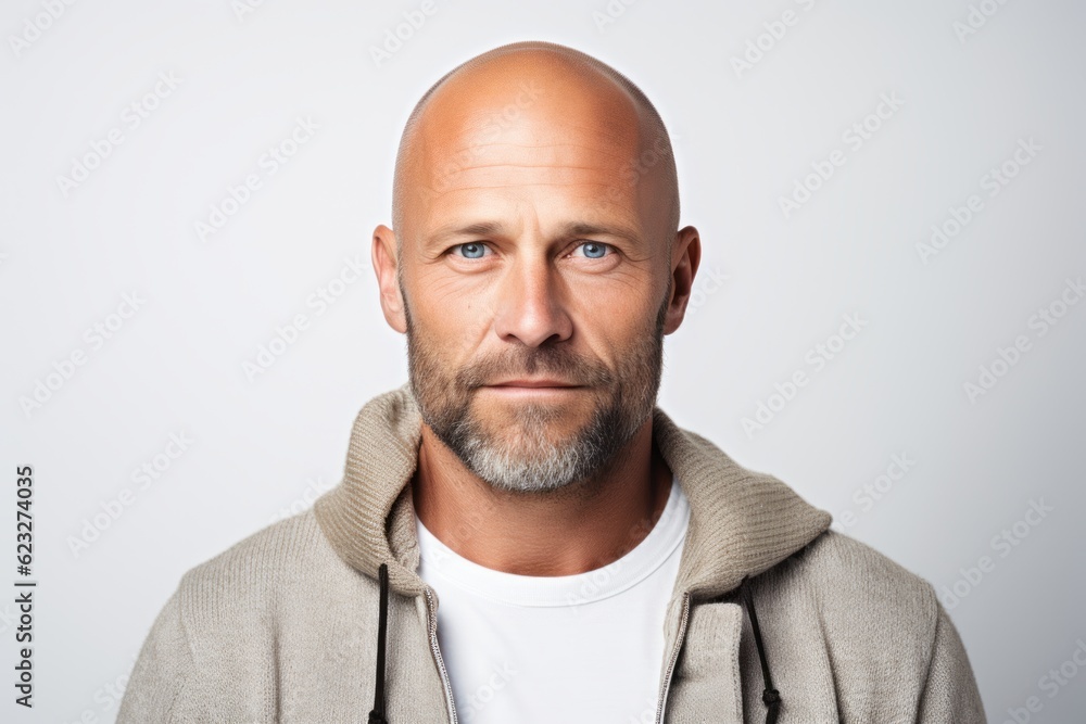 Portrait of a bald man with a beard on a white background Portrait of a bald man with a beard on a white background
