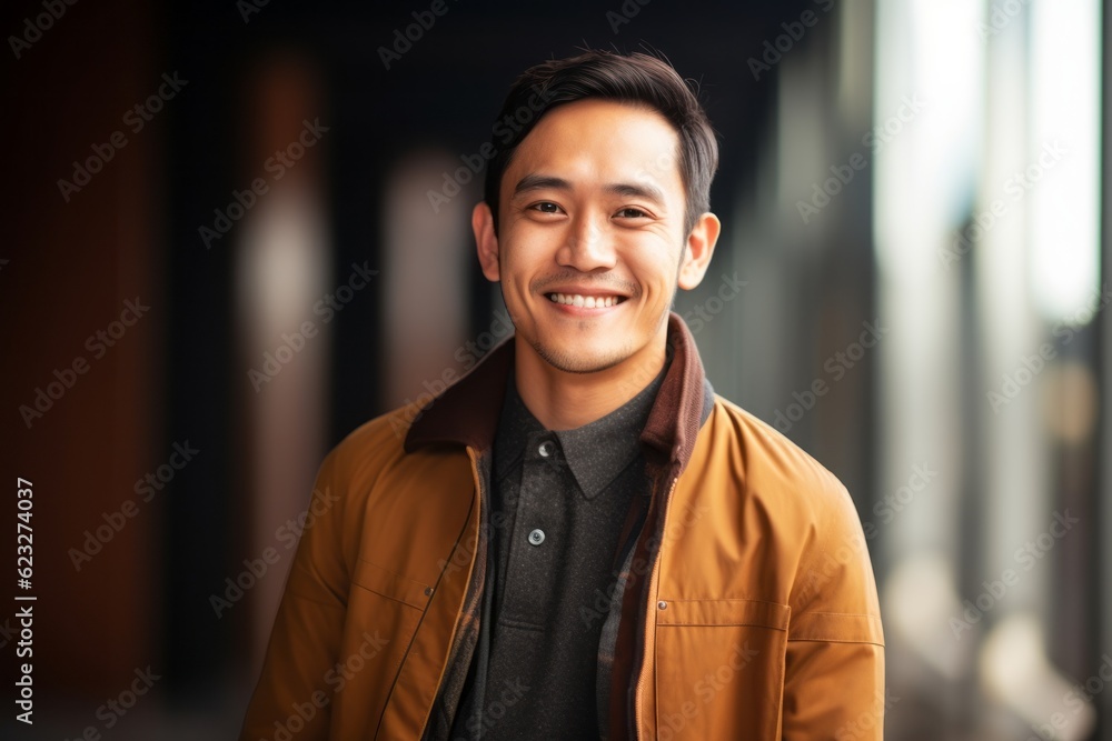 Obraz premium Portrait of a handsome young asian man smiling at the camera