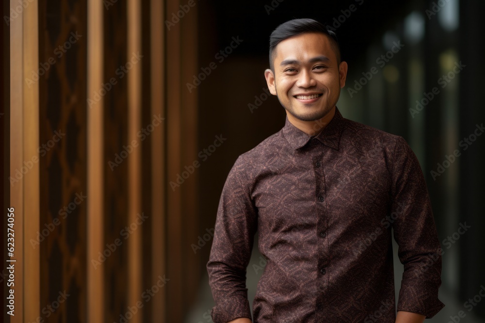 Fototapeta premium Portrait of a handsome young asian man smiling at camera.