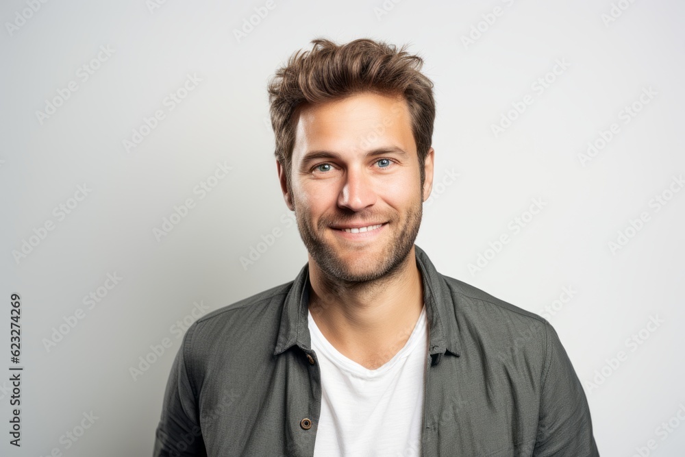 Portrait of a handsome man smiling at the camera over white background Portrait of a handsome man smiling at the camera over white background