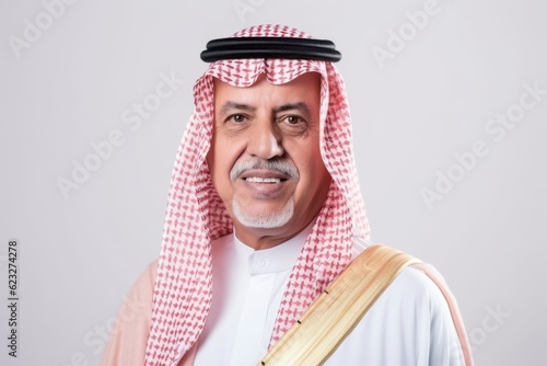 Portrait of an arabian man with traditional clothes isolated on a white background