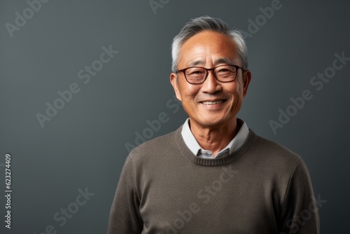 Portrait of a smiling senior asian man wearing eyeglasses