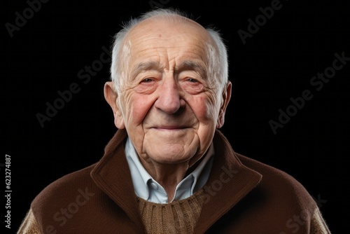 Portrait of an elderly man on a black background. Studio shot.