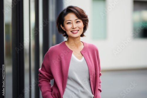 A portrait of a smiling asian woman standing in an urban environment Free Download A portrait of a smiling asian woman standing in an urban environment - GFXLoad