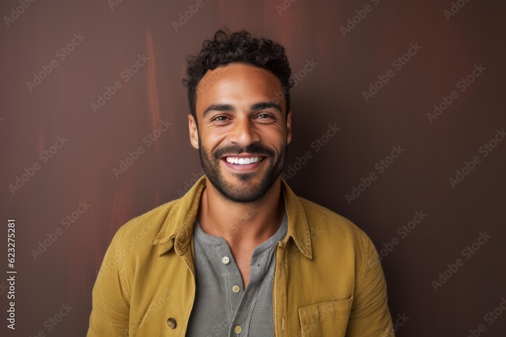 Portrait of a handsome young man smiling against a brown background. Portrait of a handsome young man smiling against a brown background.