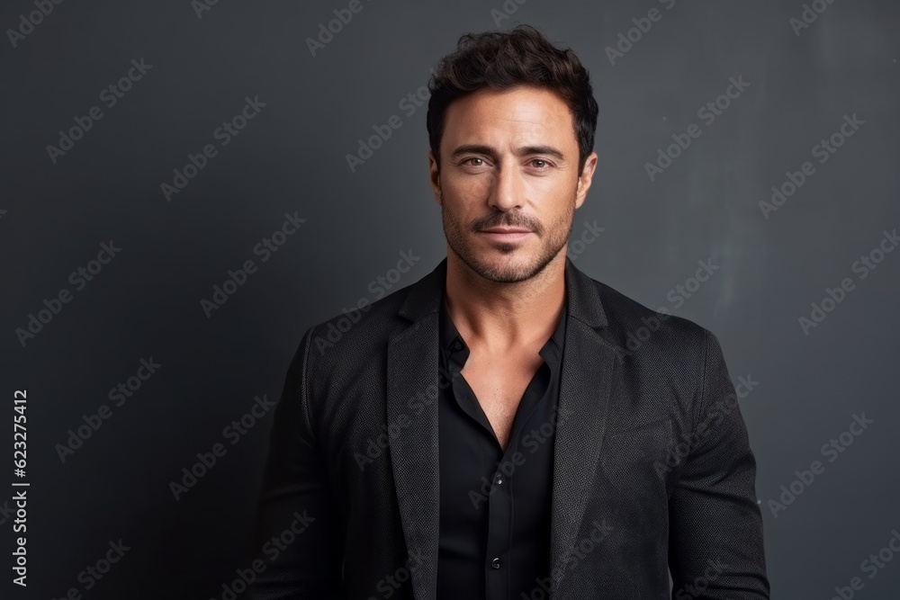 Portrait of a handsome man in a black jacket on a dark background Portrait of a handsome man in a black jacket on a dark background