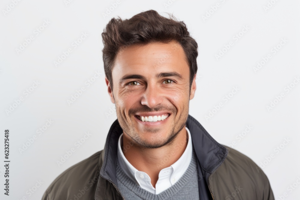 Portrait of a handsome young man smiling at the camera on white background Portrait of a handsome young man smiling at the camera on white background