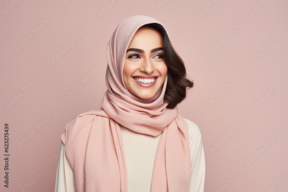 Portrait of happy smiling muslim woman in hijab looking at camera Portrait of happy smiling muslim woman in hijab looking at camera