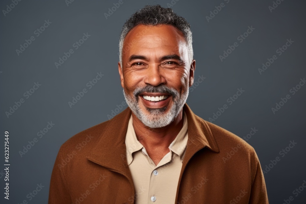 Portrait of a smiling mature man looking at camera isolated over grey background Portrait of a smiling mature man looking at camera isolated over grey background