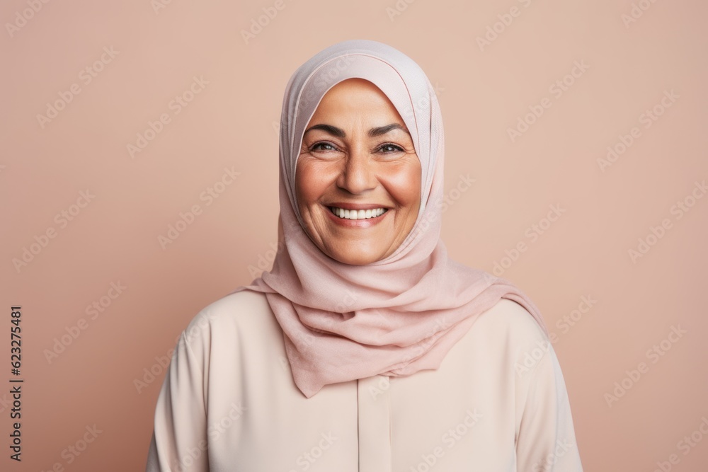 Portrait of happy muslim woman in hijab looking at camera and smiling Portrait of happy muslim woman in hijab looking at camera and smiling